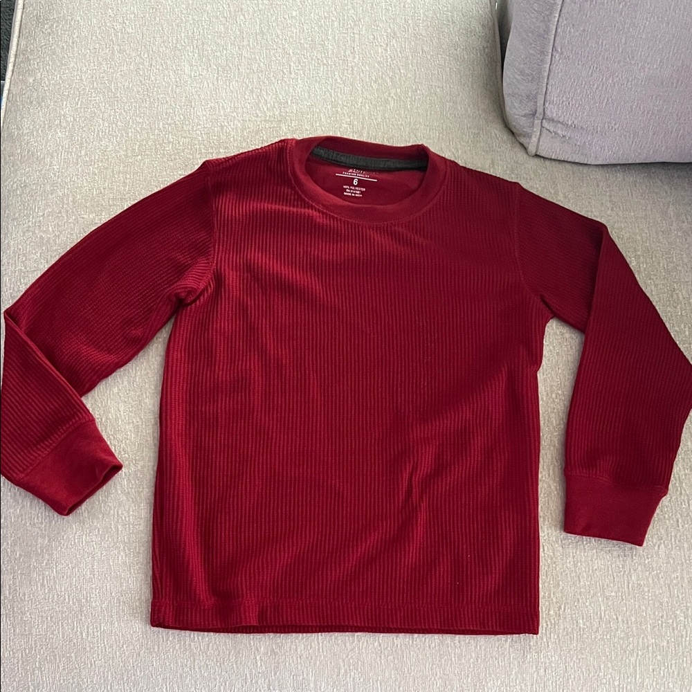 Boys size 6, Red Long Sleeve Ribbed Top